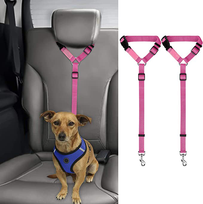 2 Packs Headrest Dog Car Safety Seat belt